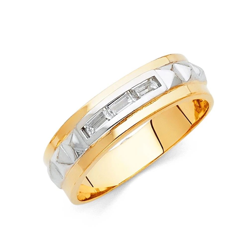 NEW 14K TWO TONE GOLD MEN'S WEDDING BAND - SIZE 10: NEW 14K TWO TONE GOLD MEN'S WEDDING BAND MEN'S WEDDING BAND NEW 14K TWO TONE GOLD WIDTH : 6 mm WEIGHT : 3g