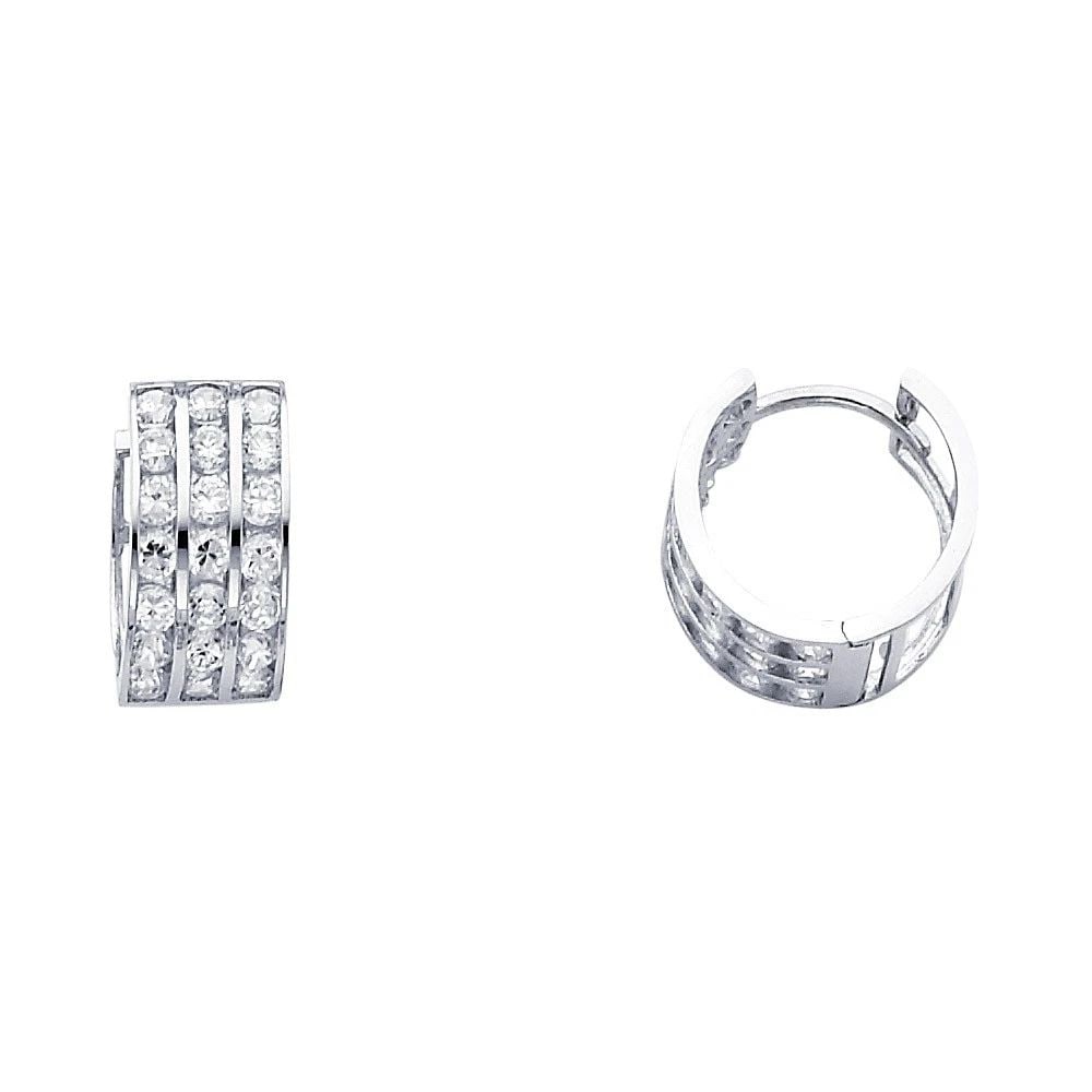 NEW 14K WHITE GOLD TRIPLE HUGGIES EARRINGS (1 of 2)