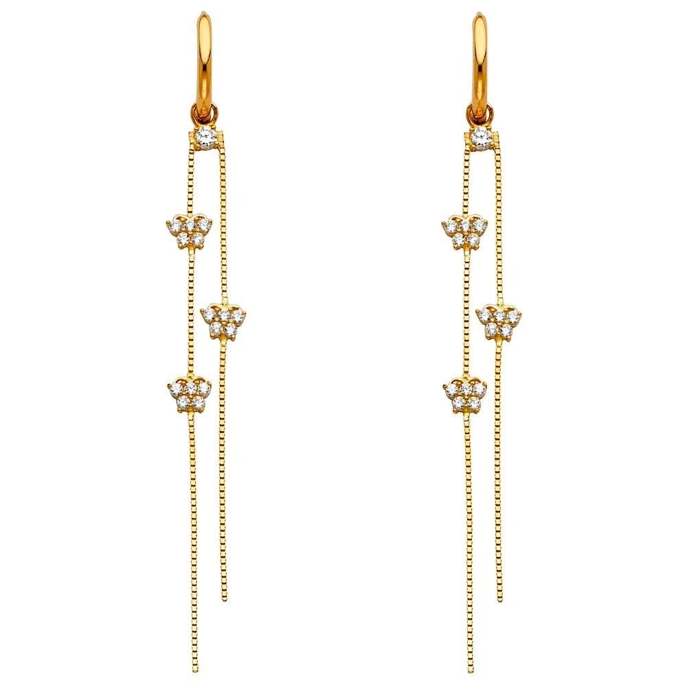 NEW 14K YELLOW GOLD DANGLE HUGGIES EARRINGS (1 of 2)
