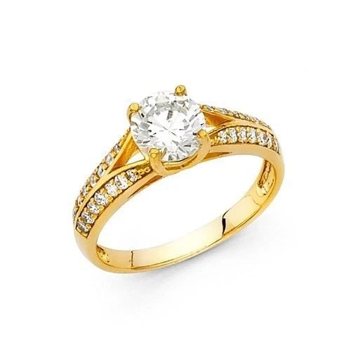 NEW 14K YELLOW GOLD ENGAGEMENT RING - SIZE 7 (1 of 2)