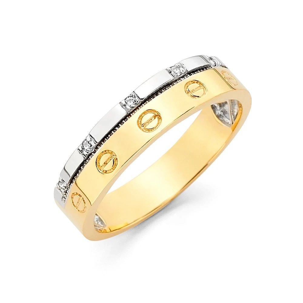 NEW 14K TWO TONE GOLD LADIES WEDDING BAND - SIZE 7 (1 of 1)
