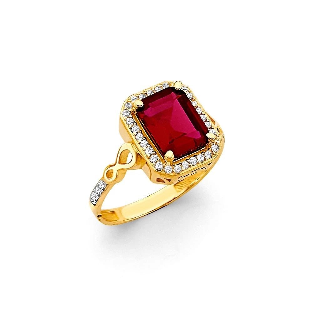 NEW 14K YELLOW GOLD FANCY RED RING - SIZE 7 (1 of 2)