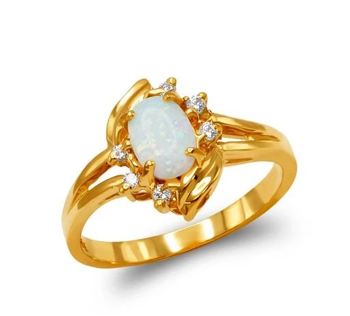 NEW 14K YELLOW GOLD LADIES OPAL RING (1 of 1)