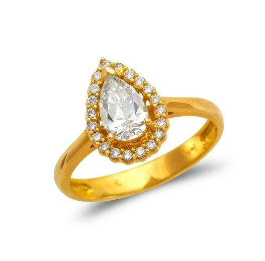 NEW 14K YELLOW GOLD LADIES FANCY TEARDROP SOLITAIRE RING: NEW 14K YELLOW GOLD LADIES FANCY TEARDROP SOLITAIRE RING LADIES FANCY TEARDROP SOLITAIRE RING NEW 14K YELLOW GOLD Apx. SIZE: 12mm Apx. WEIGHT: 2.9g