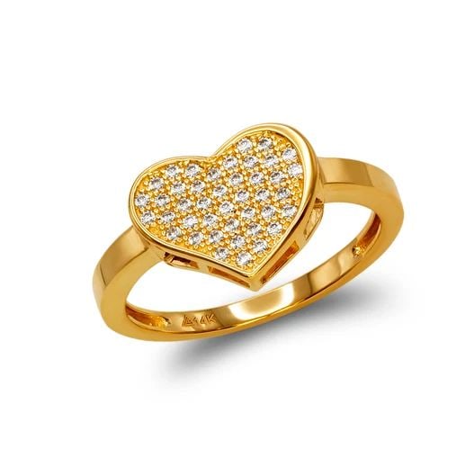 NEW 14K YELLOW GOLD LADIES FANCY HEART RING (1 of 2)