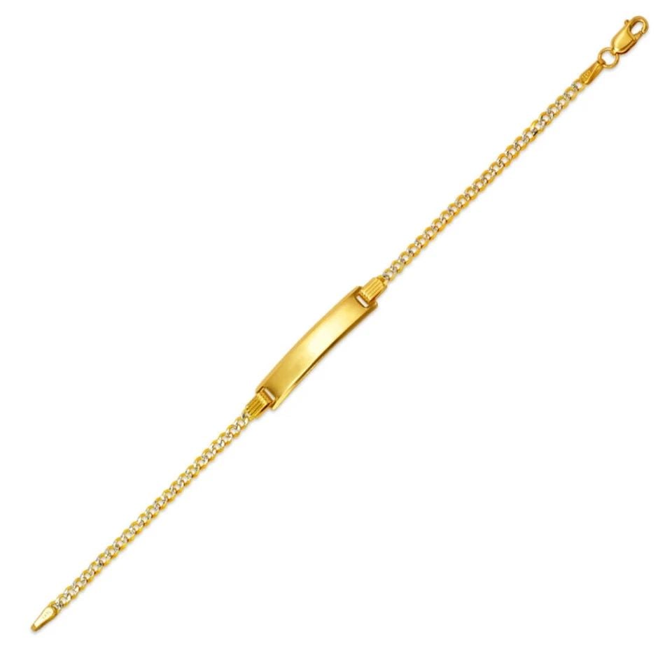 NEW 14K WHITE PAVE GOLD CURB X-LIGHT BABY ID BRACELET (1 of 1)