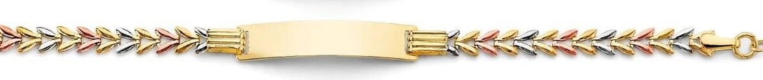 NEW 14K TRI COLOR GOLD BABY ID BRACELET: NEW 14K TRI COLOR GOLD BABY ID BRACELET BABY ID BRACELET NEW 14K TRI COLOR GOLD C Z LENGTH - 5.5+0.5in Apx WEIGHT - 2.9g
