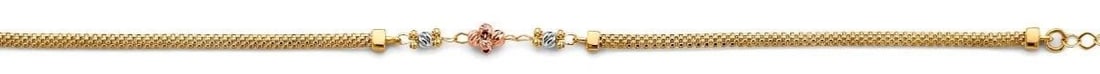 NEW 14K TRI COLOR GOLD CENTER BALL BRACELET: NEW 14K TRI COLOR GOLD CENTER BALL BRACELET CENTER BALL BRACELET NEW 14K TRI COLOR GOLD LENGTH - 7+1in Apx WEIGHT - 2.9g