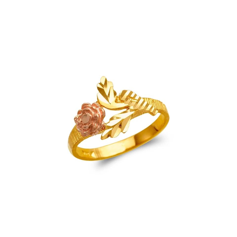 NEW 14K TWO TONE GOLD LADIES ROSE FILIGREE RING (1 of 1)