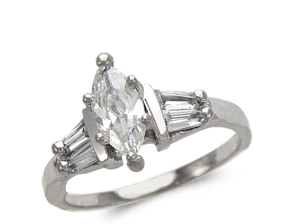 NEW 14K WHITE GOLD LADIES FASHION WHITE MARQUISE SOLITAIRE RING: NEW 14K WHITE GOLD LADIES FASHION WHITE MARQUISE SOLITAIRE RING LADIES FASHION WHITE MARQUISE SOLITAIRE RING NEW 14K WHITE GOLD Apx. WIDTH: 3mm Apx. WEIGHT: 2.9g