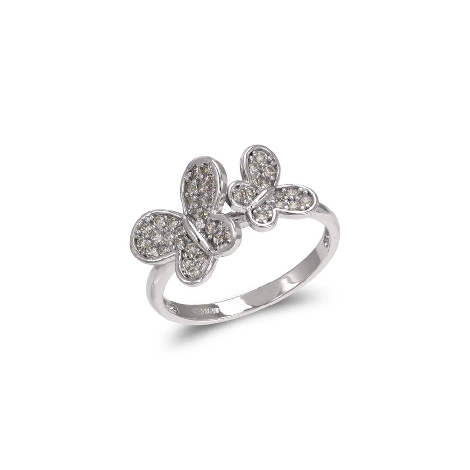 NEW 14K WHITE GOLD LADIES FANCY WHITE BUTTERFLY RING (1 of 1)