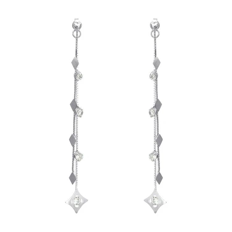 NEW 14K WHITE GOLD 2PC LAYERED DANGLING EARRINGS (1 of 1)