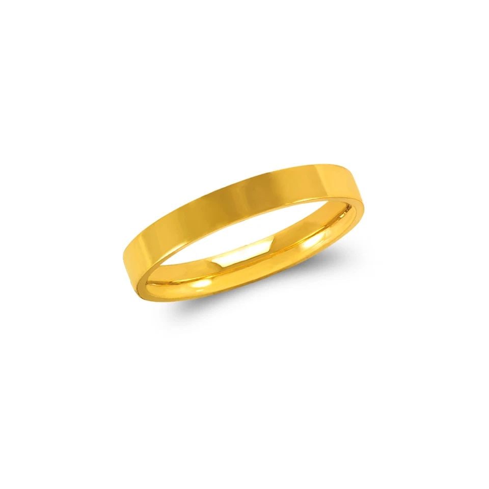 NEW 14K YELLOW GOLD 3MM FLAT WEDDING BAND (1 of 1)
