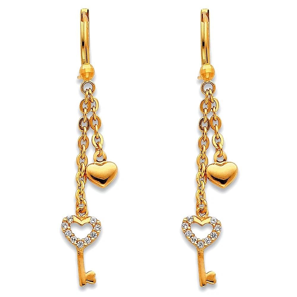 NEW 14K YELLOW GOLD HANGING EARRINGS: NEW 14K YELLOW GOLD HANGING EARRINGS (ER375) HANGING EARRINGS (ER375) NEW 14K YELLOW GOLD HEIGHT - 50 mm WIDTH - 10 mm Apx WEIGHT - 2.2 g