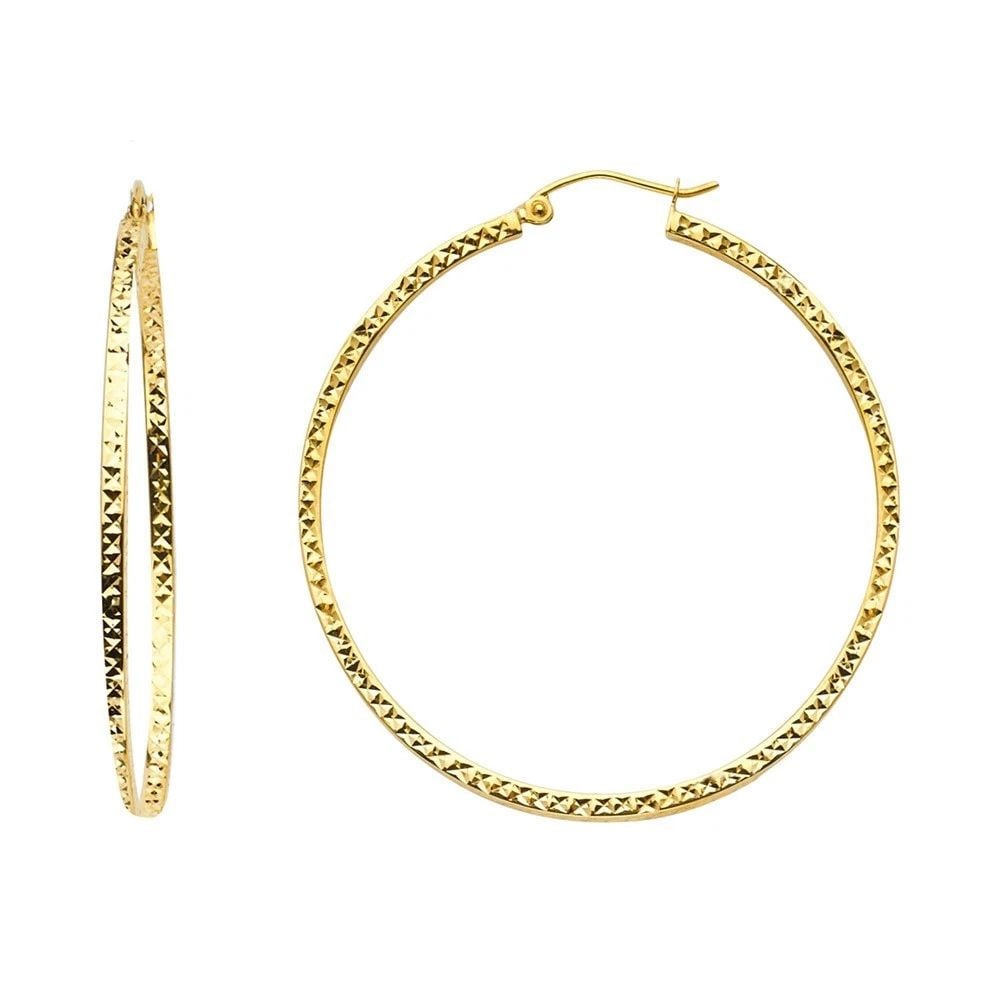 NEW 14K YELLOW GOLD FULL DC HOLLOW SQUARE TUBE HOOP EARRINGS (1 of 1)