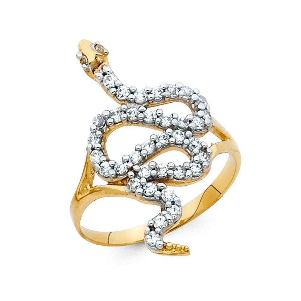 NEW 14K TWO TONE GOLD FANCY SNAKE RING - SIZE 7 (1 of 2)