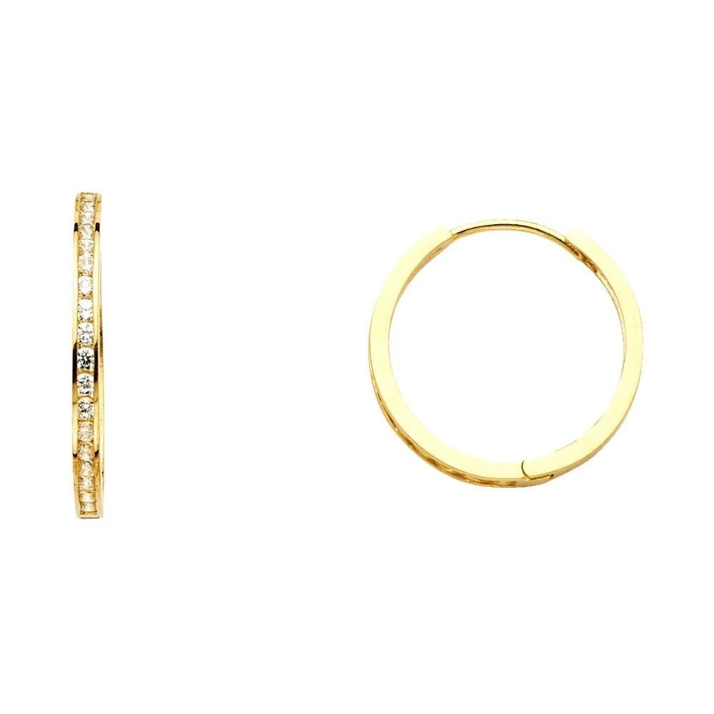 NEW 14K YELLOW GOLD CHANNEL ROUND HUGGIES EARRINGS (18MM): NEW 14K YELLOW GOLD CHANNEL ROUND HUGGIES EARRINGS (18MM) CHANNEL ROUND HUGGIES EARRINGS (18MM) NEW 14K YELLOW GOLD HEIGHT - 18 mm WIDTH - 18 mm Apx WEIGHT - 2.2 g