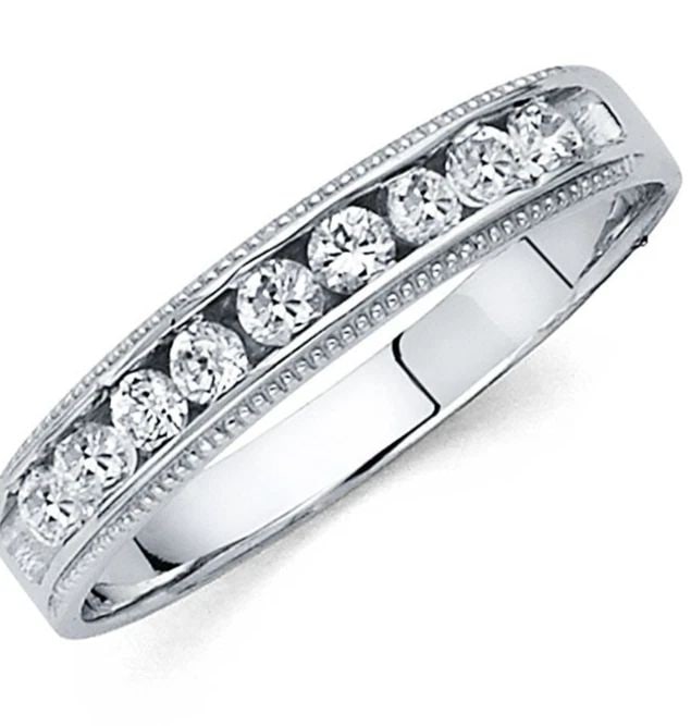 NEW 14K WHITE GOLD MEN'S WEDDING BAND - SIZE 10: NEW 14K WHITE GOLD MEN'S WEDDING BAND MEN'S WEDDING BAND NEW 14K WHITE GOLD WIDTH: 4 mm Apx. WEIGHT: 2.87 g