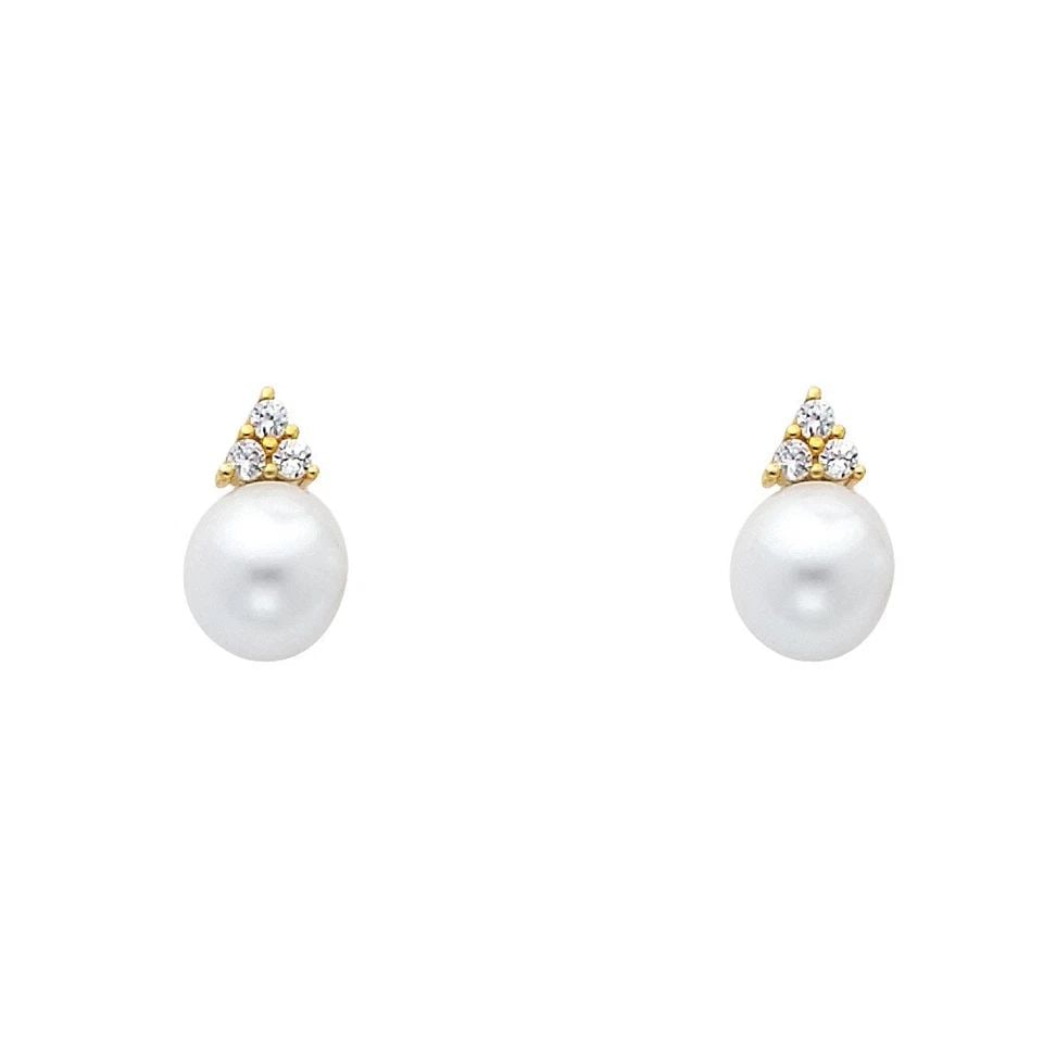 NEW 14K YELLOW GOLD PEARL EARRINGS (1 of 1)