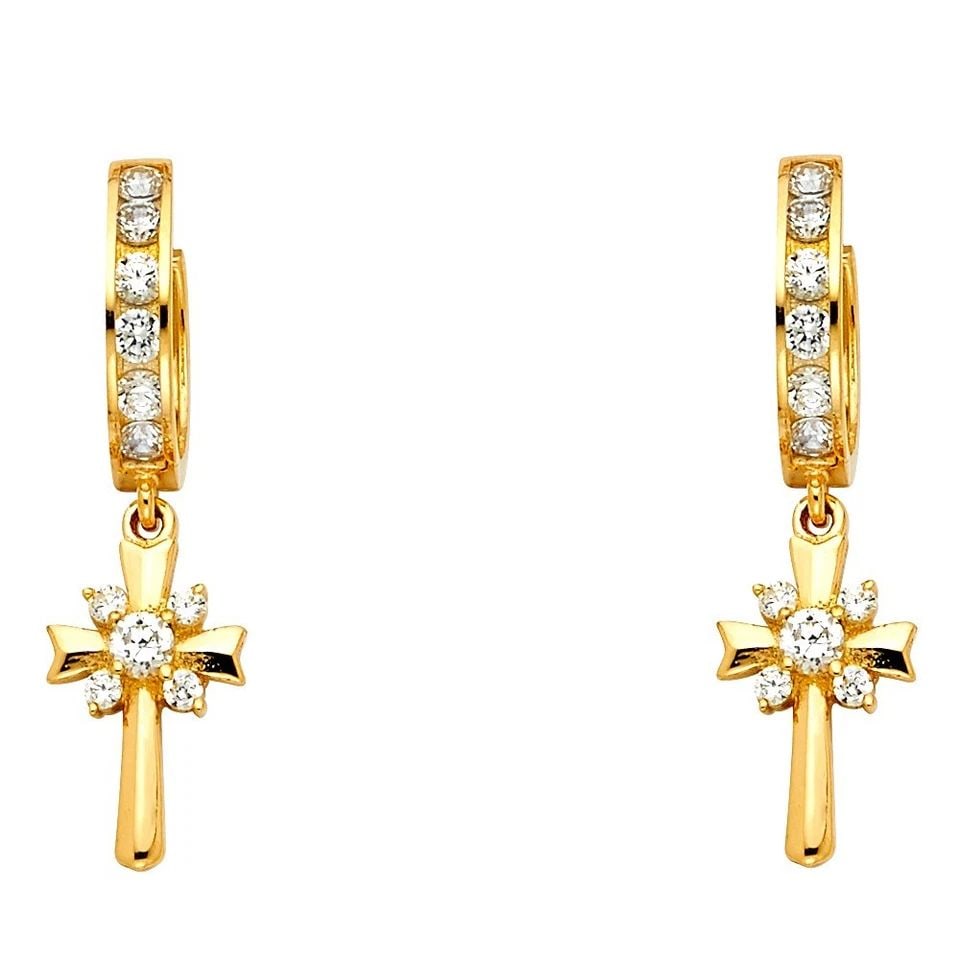 NEW 14K YELLOW GOLD DANGLE HUGGIES EARRINGS: NEW 14K YELLOW GOLD DANGLE HUGGIES EARRINGS DANGLE HUGGIES EARRINGS NEW 14K YELLOW GOLD HEIGHT - 31 mm WIDTH - 8 mm Apx WEIGHT - 2.2 g