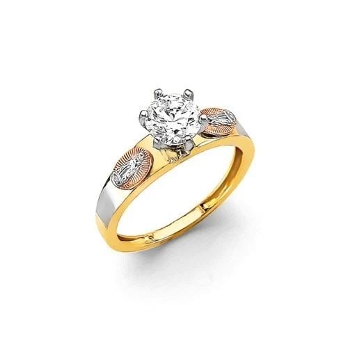NEW 14K TRI COLOR GOLD ENGAGEMENT RING - SIZE 7 (1 of 2)