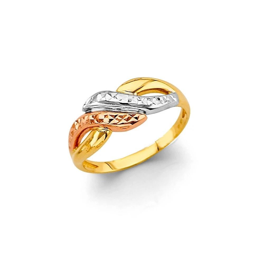 NEW 14K TRI COLOR GOLD LADIES RING - SIZE 7 (1 of 2)