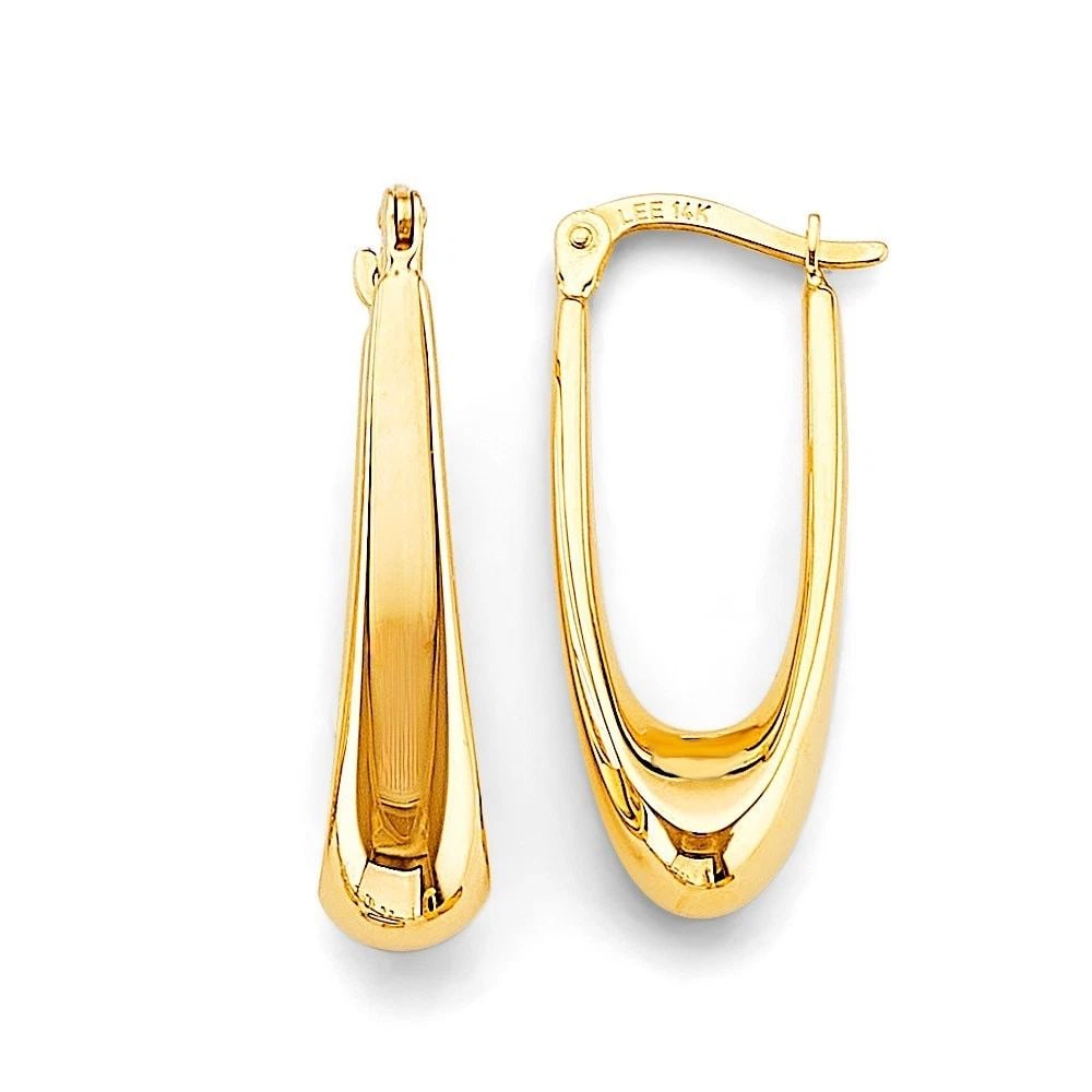 NEW 14K YELLOW GOLD POLISH TEARDROP HOLLOW HOOP EARRINGS: NEW 14K YELLOW GOLD POLISH TEARDROP HOLLOW HOOP EARRINGS POLISH TEARDROP HOLLOW HOOP EARRINGS NEW 14K YELLOW GOLD HEIGHT - 30 mm WIDTH - 7 mm Apx WEIGHT - 2.1 g