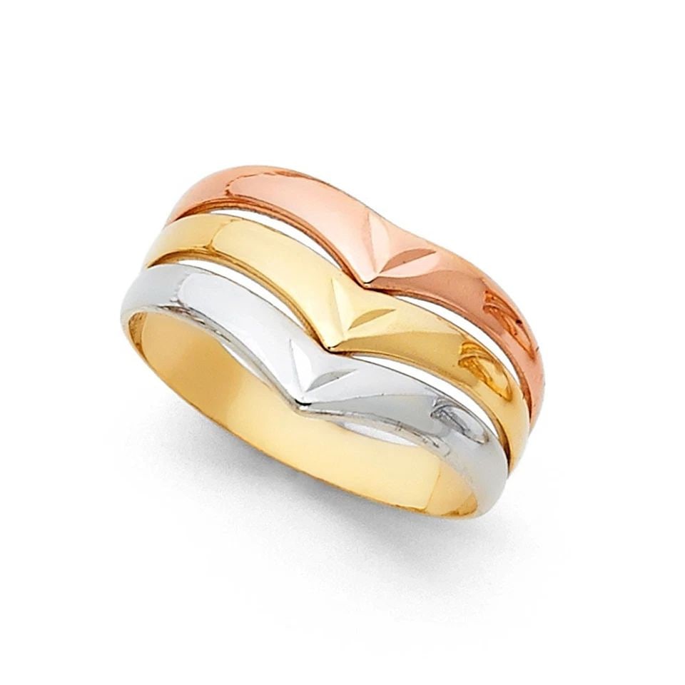 NEW 14K TRI COLOR GOLD SEMANARIO RING - SIZE 7: NEW 14K TRI COLOR GOLD SEMANARIO RING SEMANARIO RING NEW 14K TRI COLOR GOLD WIDTH: 10 mm Apx. WEIGHT: 2.8 g