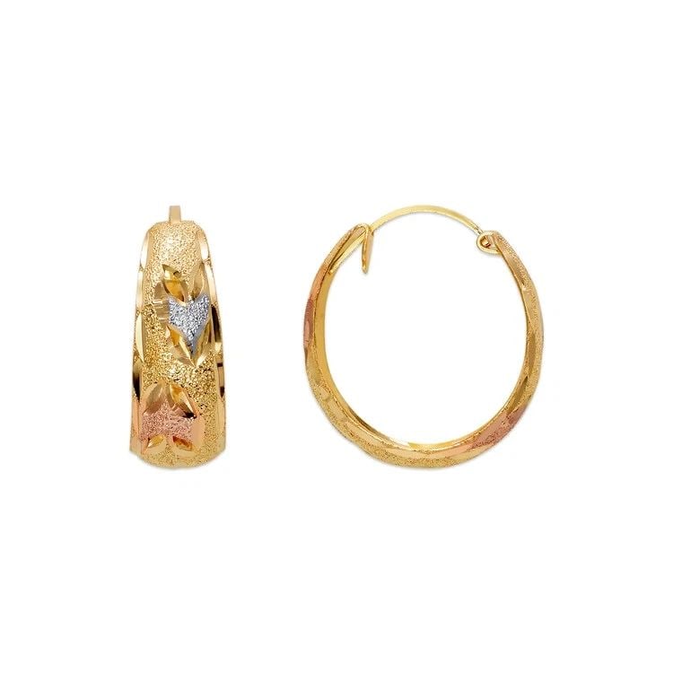 NEW 14K TRICOLOR GOLD D/C HUGGIE EARRINGS: NEW 14K TRICOLOR GOLD D/C HUGGIE EARRINGS D/C HUGGIE EARRINGS NEW 14K TRICOLOR GOLD Width: Approx. 8x20mm Apx WEIGHT: 2.8g
