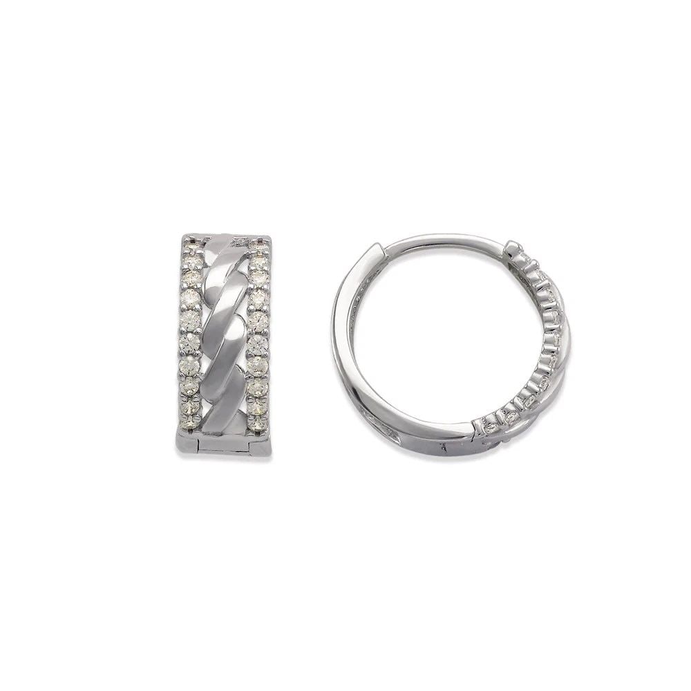 NEW 14K WHITE GOLD HUGGIE EARRINGS (1 of 2)