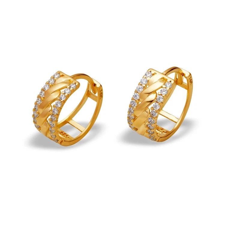 NEW 14K YELLOW GOLD HUGGIE EARRINGS (1 of 1)