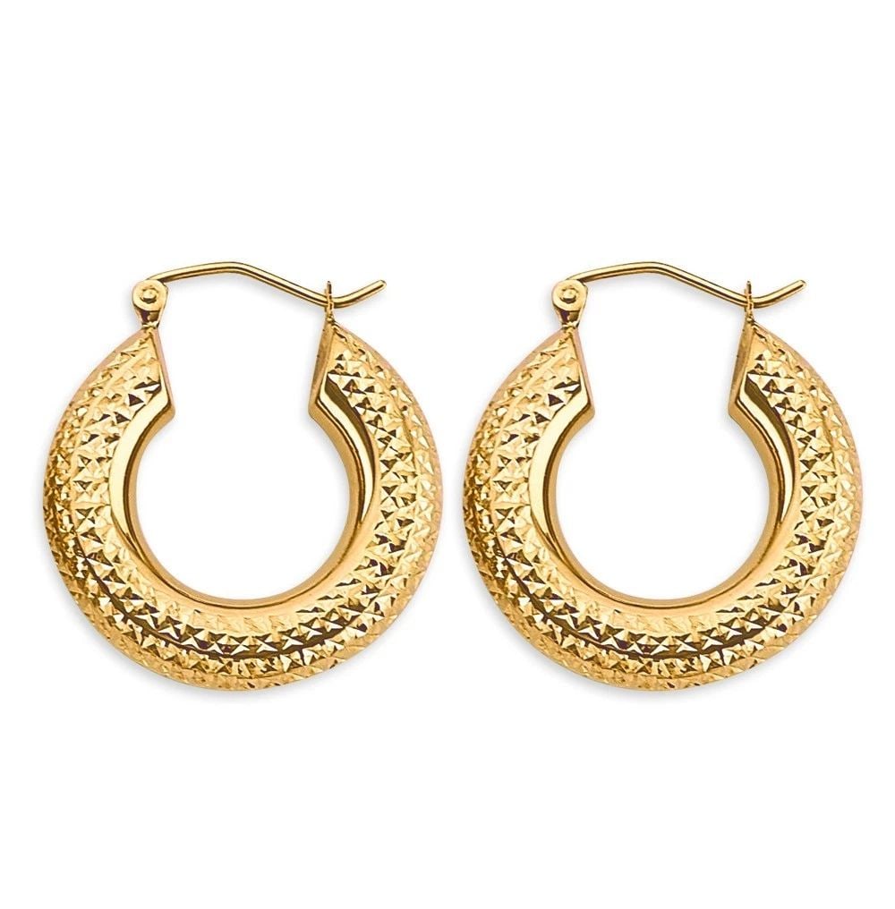 NEW 14K YELLOW GOLD 4.5MM DC ROUND TUBE HOOP EARRINGS (1 of 2)