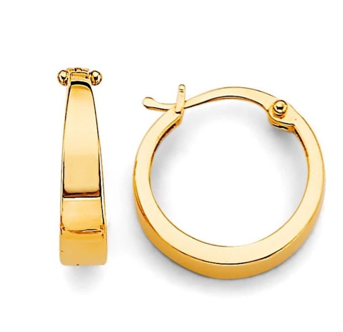 NEW 14K YELLOW GOLD POLISH ROUND HUGGIES EARRINGS (1 of 2)