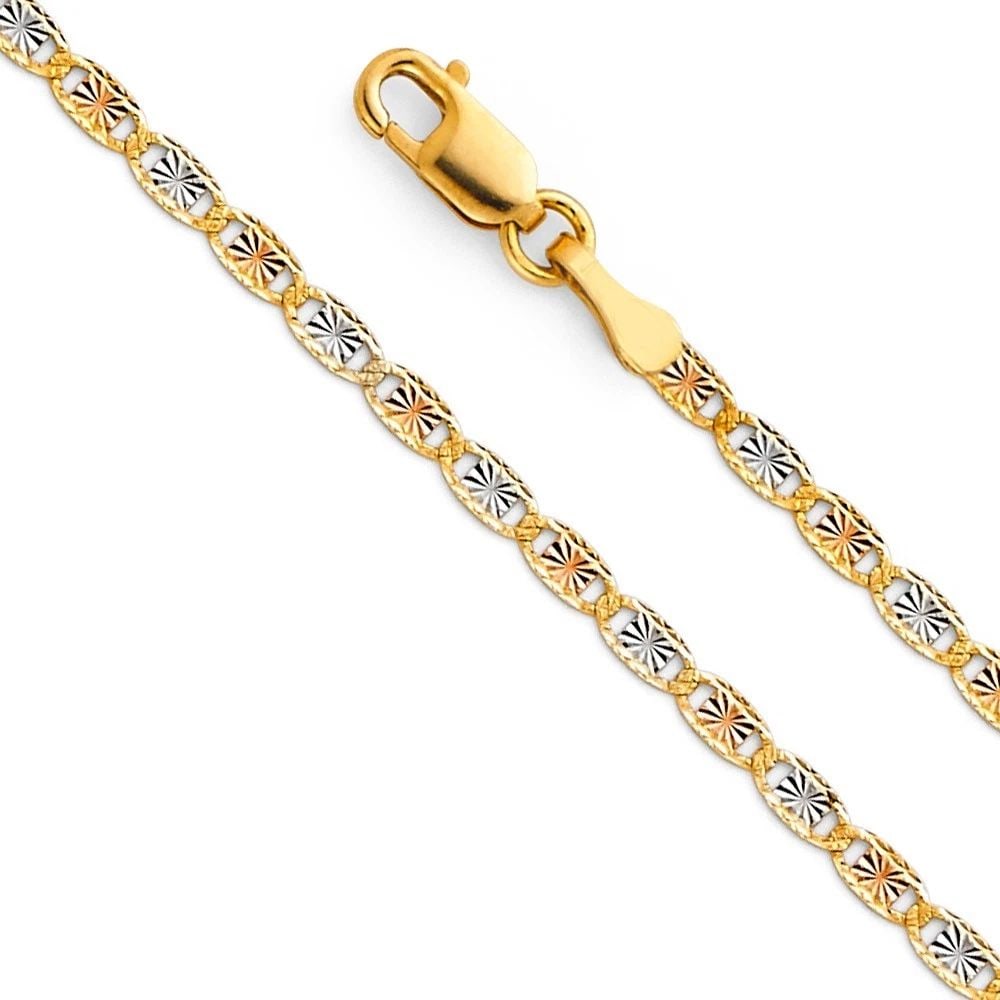 NEW 14K TRI COLOR GOLD 2MM VALENTONO DC CHAIN (1 of 2)