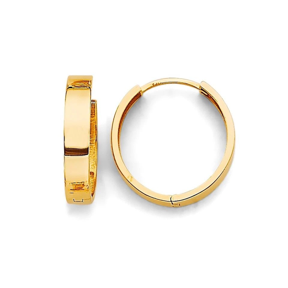 NEW 14K YELLOW GOLD PLAIN HUGGIES EARRINGS (1 of 1)