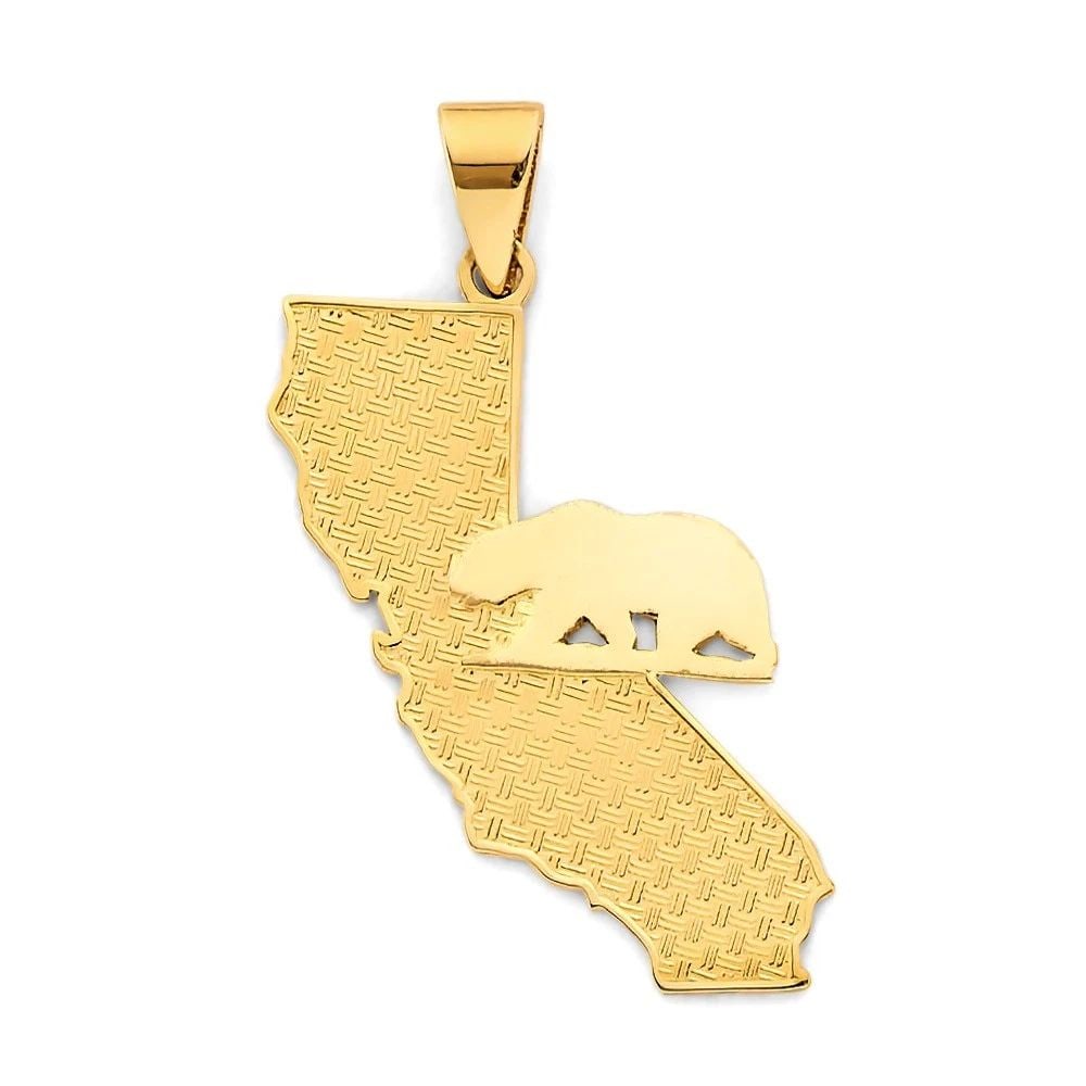 NEW 14K YELLOW GOLD CALIFORNIA STATE MAP PENDANT (1 of 2)