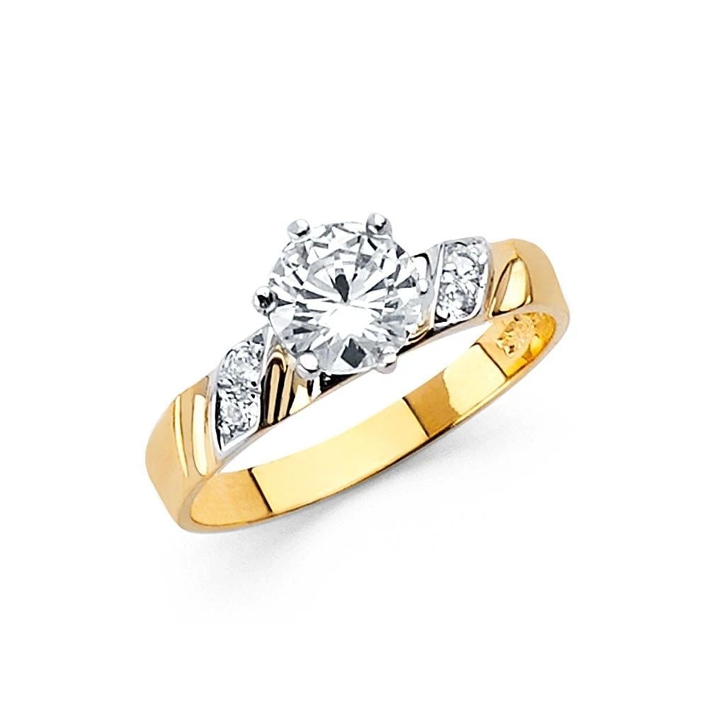NEW 14K TWO TONE GOLD ENGAGEMENT RING - SIZE 7 (1 of 2)