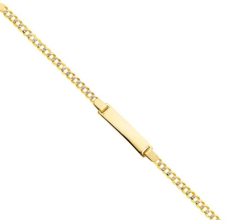 NEW 14K YELLOW GOLD CUBAN WP BABY ID BRACELET: 14K CUBAN WP BABY ID BRACELET CUBAN WP BABY ID BRACELET NEW 14K YELLOW GOLD LENGTH - 6in Apx WEIGHT - 2.7g
