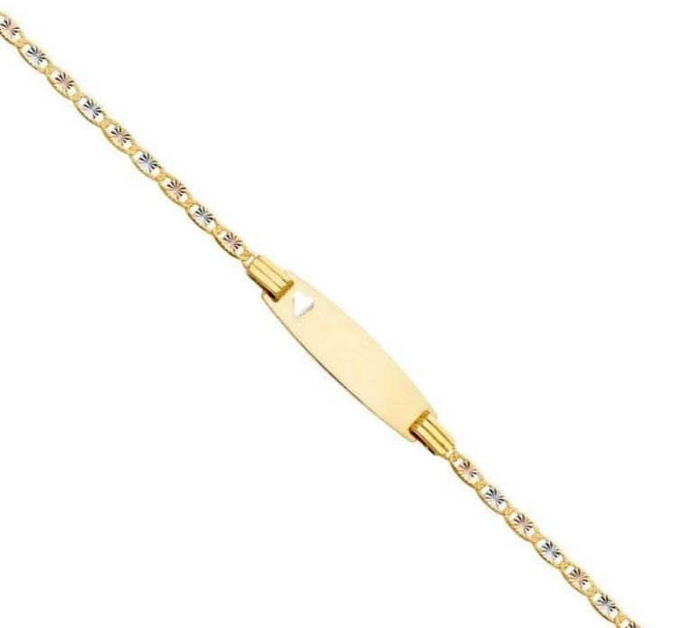 NEW 14K TRI COLOR GOLD VALENTINO STAR DC OVAL BABY ID BRACELET: NEW 14K TRI COLOR GOLD VALENTINO STAR DC OVAL BABY ID BRACELET VALENTINO STAR DC OVAL BABY ID BRACELET NEW 14K TRI COLOR GOLD LENGTH - 6in Apx WEIGHT - 2.7g