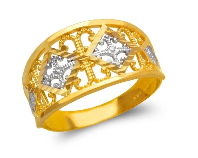 NEW 14K TWO TONE GOLD LADIES FILIGREE RING (1 of 2)