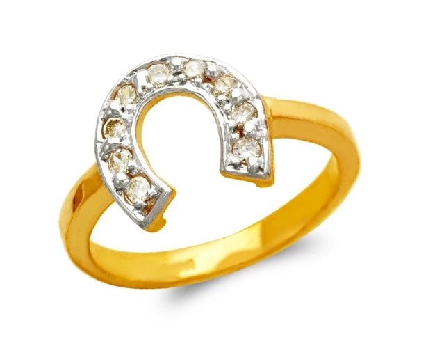 NEW 14K TWO TONE GOLD LADIES HORSESHOE FASHION RING (1 of 2)