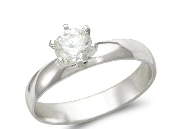 NEW 14K WHITE GOLD 4MM LADIES WHITE SOLITAIRE RING: NEW 14K WHITE GOLD 4MM LADIES WHITE SOLITAIRE RING 4MM LADIES WHITE SOLITAIRE RING NEW 14K WHITE GOLD Apx. WIDTH: 3mm Apx. WEIGHT: 2.7g