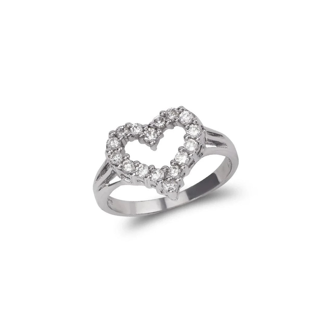 NEW 14K WHITE GOLD LADIES WHITE HEART DESIGN RING: NEW 14K WHITE GOLD LADIES WHITE HEART DESIGN RING LADIES WHITE HEART DESIGN RING NEW 14K WHITE GOLD Apx. WIDTH: 12mm Apx. WEIGHT: 2.7g