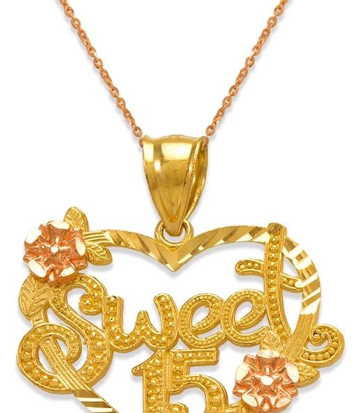 NEW 14K TWO TONE GOLD SWEET 15 HEART PENDANT: NEW 14K TWO TONE GOLD SWEET 15 HEART PENDANT SWEET 15 HEART PENDANT NEW 14K TWO TONE GOLD Apx. WIDTH: 27x21mm Apx WEIGHT: 2.7g