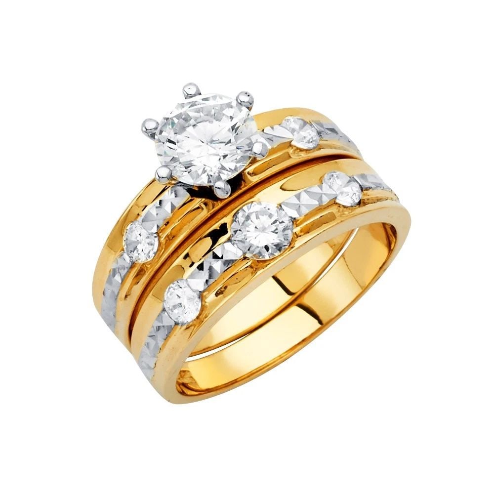 NEW 14K YELLOW GOLD LADIES WEDDING BAND/TRIO SET (1 of 2)