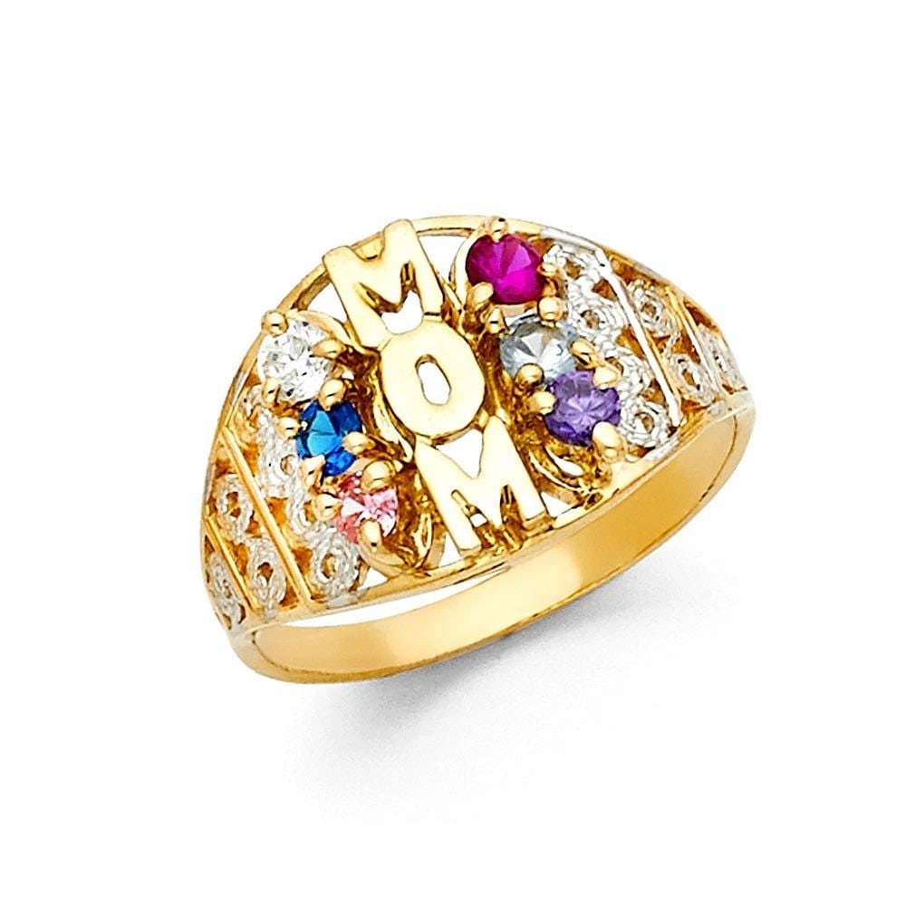 NEW 14K TWO TONE GOLD MOTHERS RING: NEW 14K TWO TONE GOLD MOTHERS RING MOTHERS RING NEW 14K TWO TONE GOLD WIDTH : 12 mm Average Apx WEIGHT : 2.7g