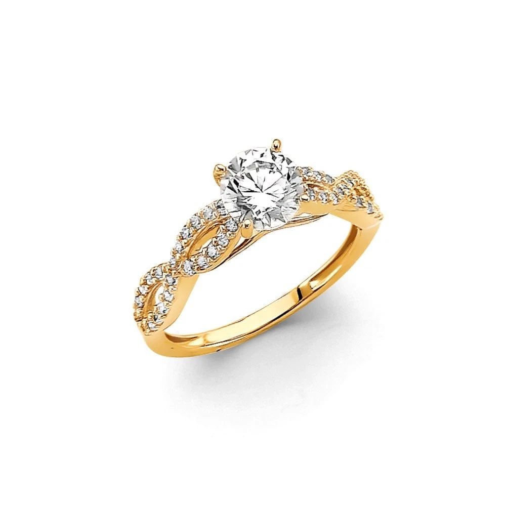 NEW 14K YELLOW GOLD ENGAGEMENT RING - SIZE 7: NEW 14K YELLOW GOLD CZ ENGAGEMENT RING CZ ENGAGEMENT RING NEW 14K YELLOW GOLD WIDTH : Average Apx WEIGHT : 2.6g