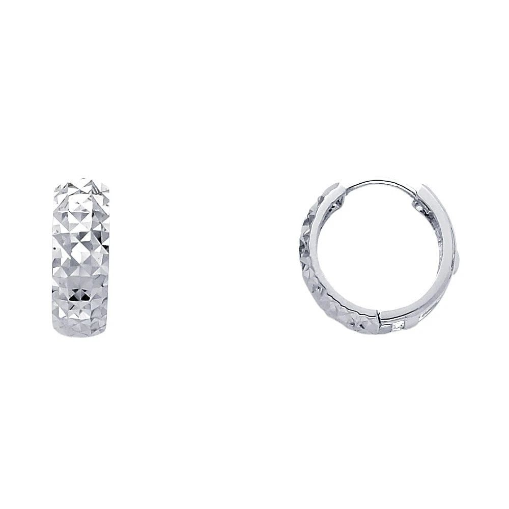 NEW 14K WHITE GOLD DC HUGGIES EARRINGS (1 of 1)