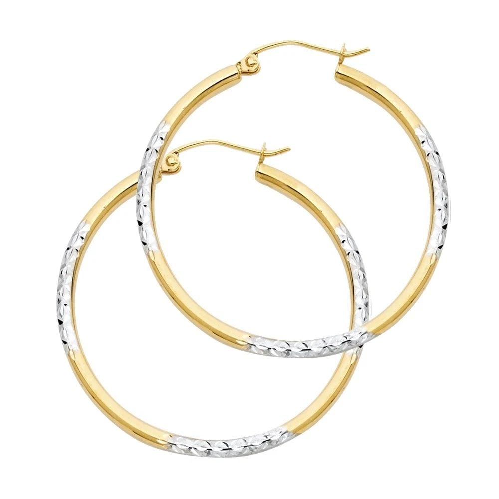 NEW 14K TWO TONE GOLD DC HOOP EARRINGS (1 of 2)