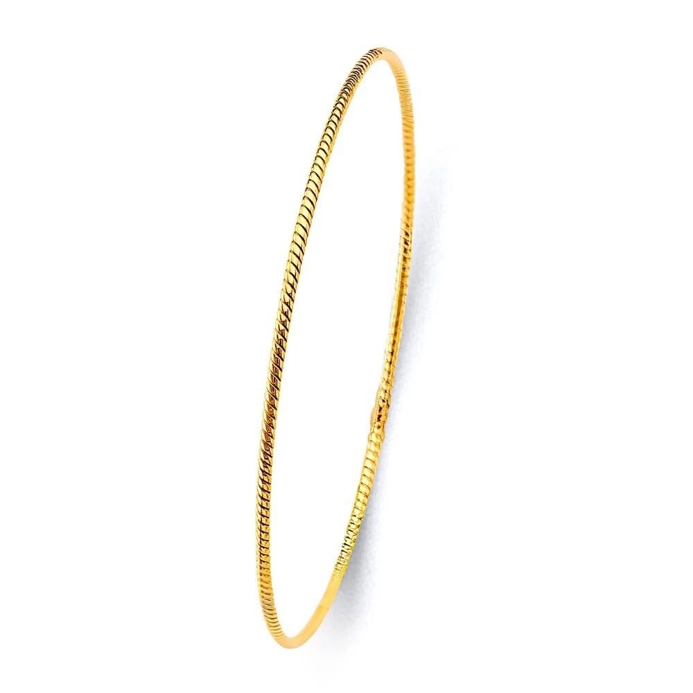 NEW 14K YELLOW GOLD 1.5MM LIGHT THIN TWISTED BRAIDED BANGLE (1 of 1)